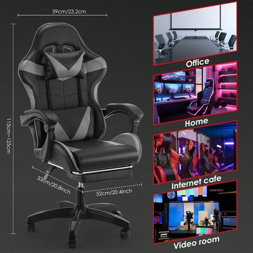 Dark grey leather gaming - dark,